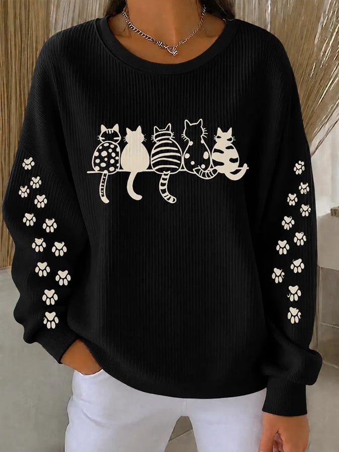 Women's Cute Cats Print Casual Sweatshirt