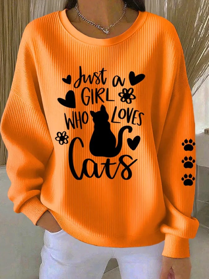 Women's Cute Cat Print Casual Sweatshirt