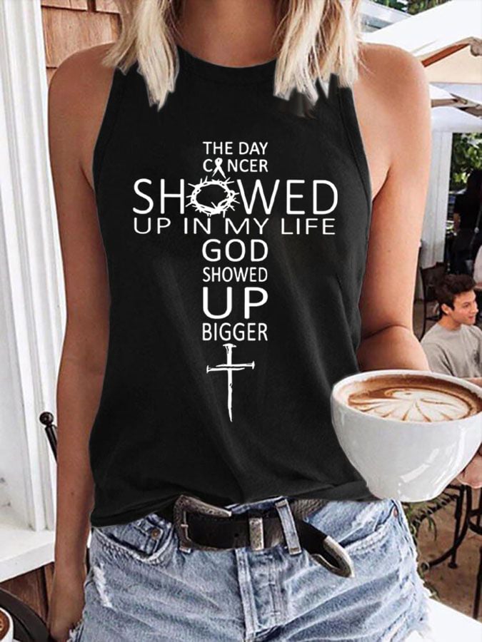 Women's Breast Cancer Awareness "Faith" Cross Tank Top