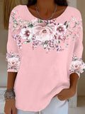 Women's Retro Pink Floral Gradient Art Print Sweater