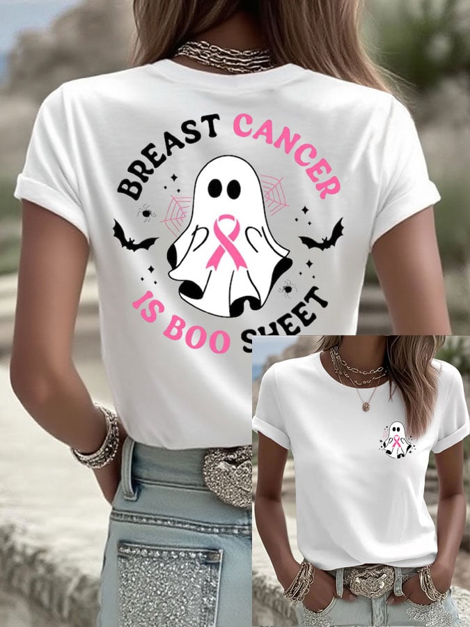 Women's Breast Cancer Print Casual T-shirt