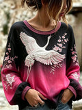 Women's Pink Gradient Print Cotton-Linen Shirt