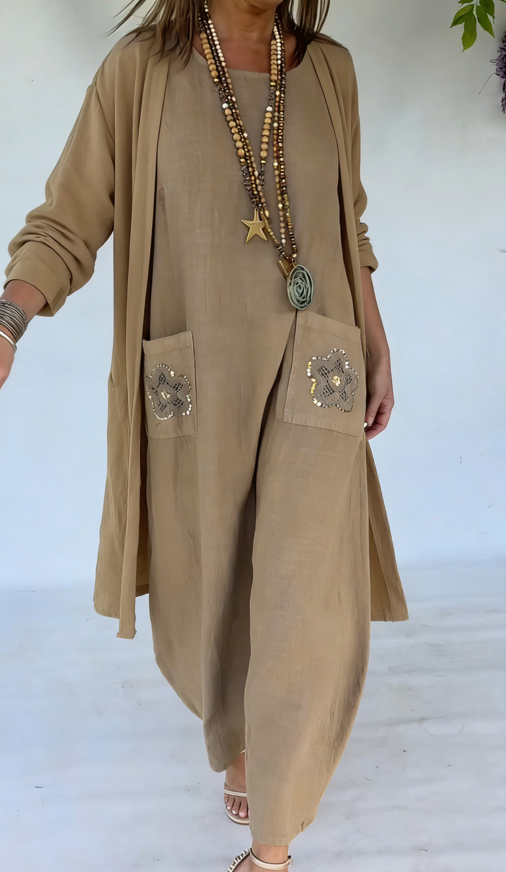 🌼 Boho Linen Cotton Pocketed Dress