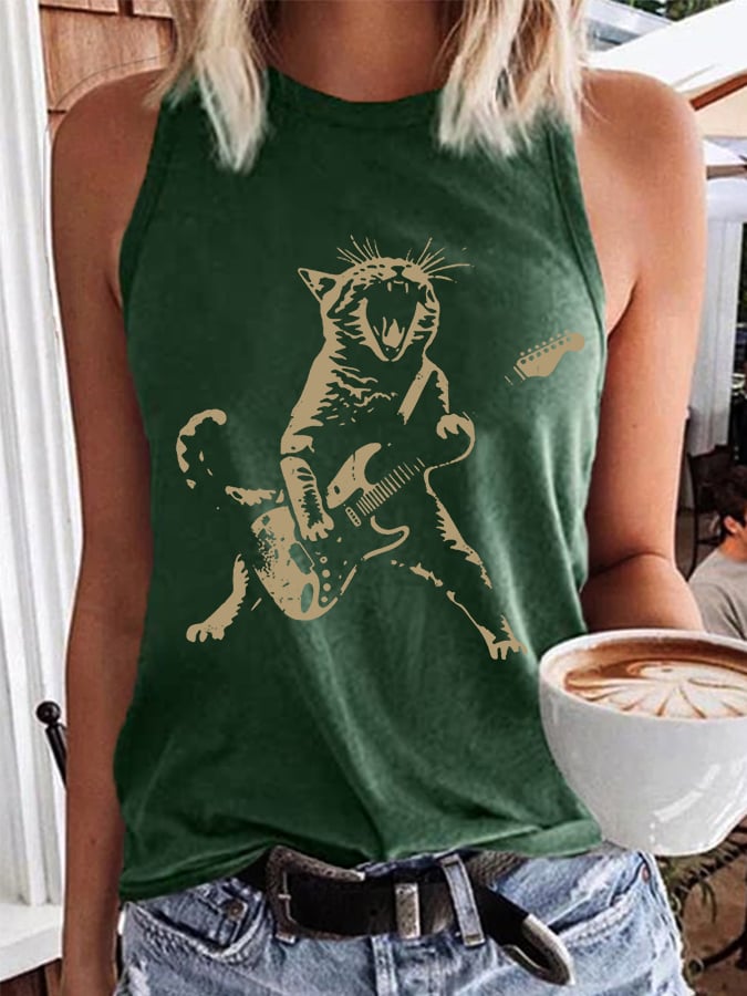 Women's Funny Rock Cat Vest