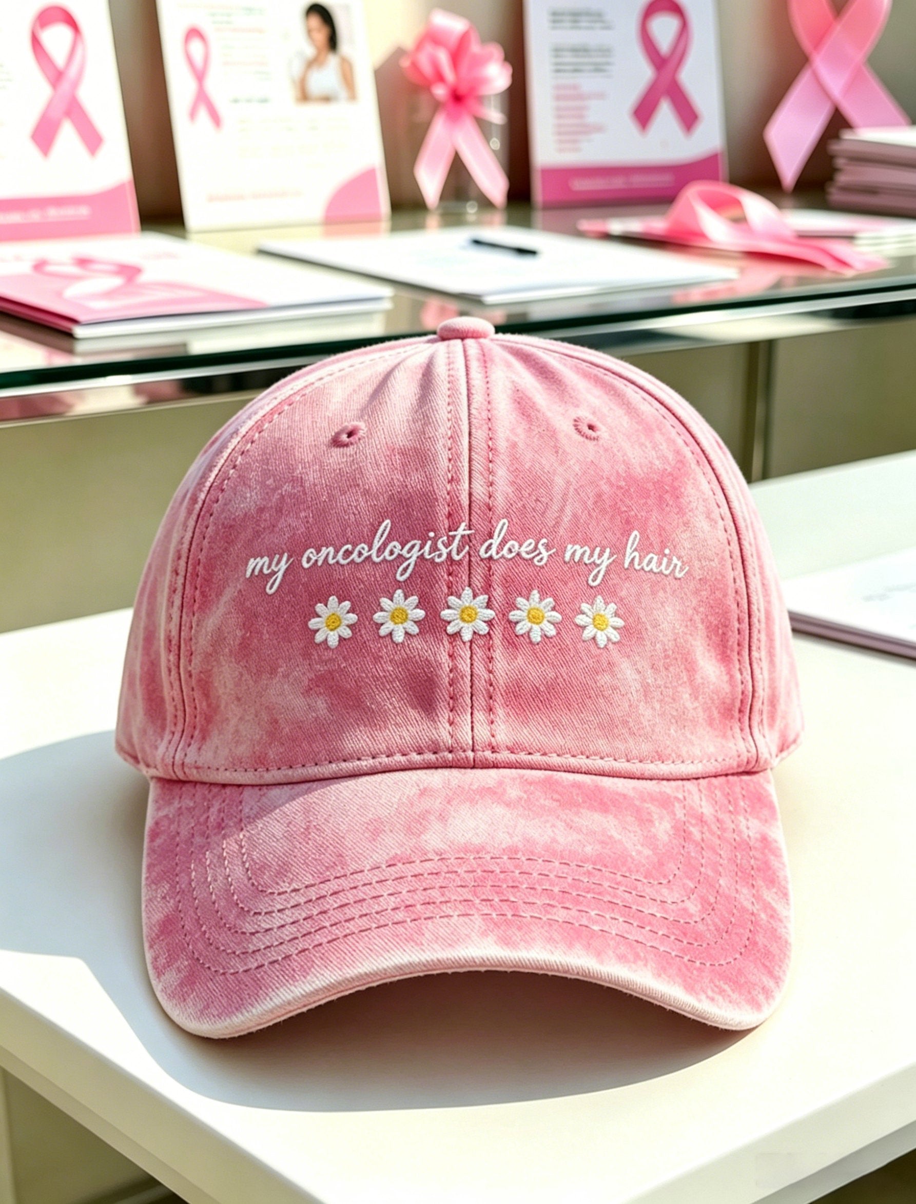 Pink Plaid Print Cap