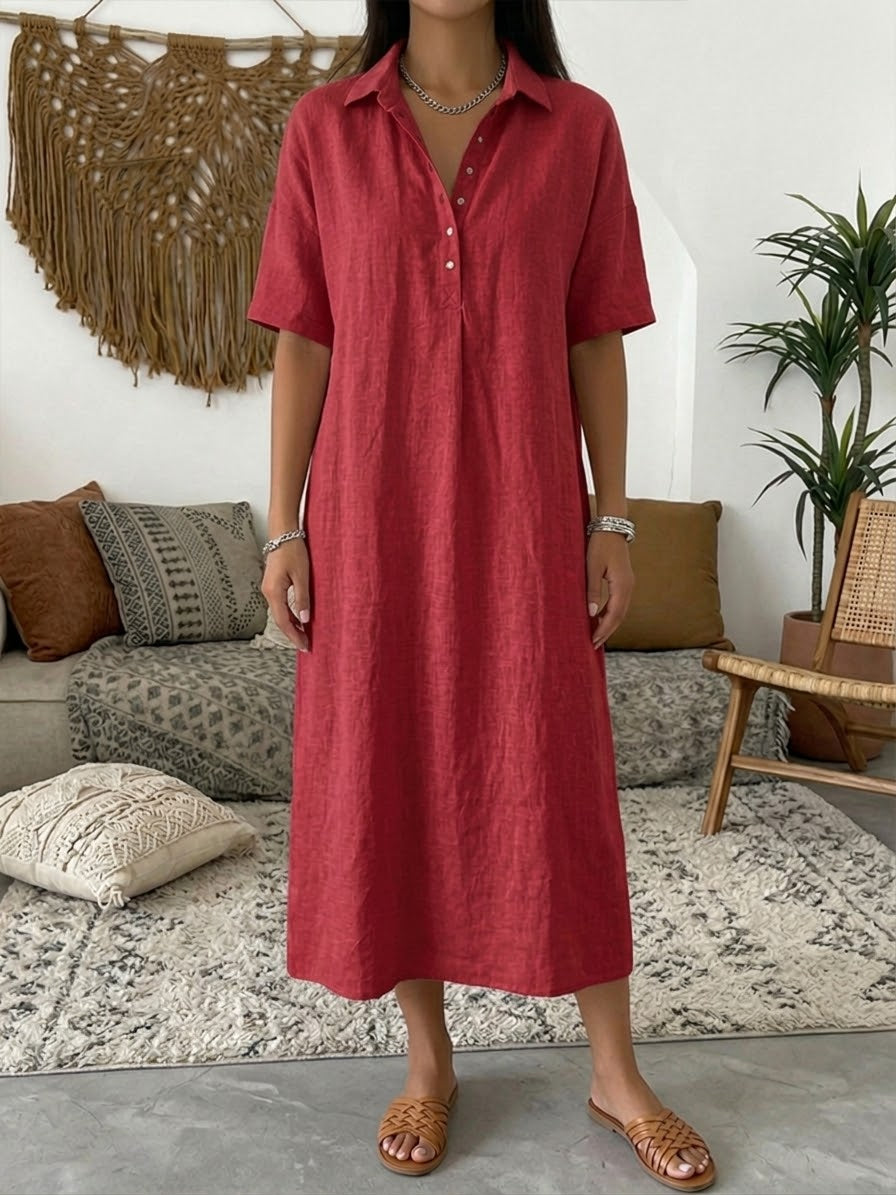 🌿Women’s Cotton Linen Polo Dress