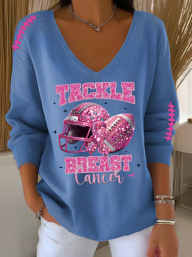 Women's Breast Cancer Print Long Sleeve Top