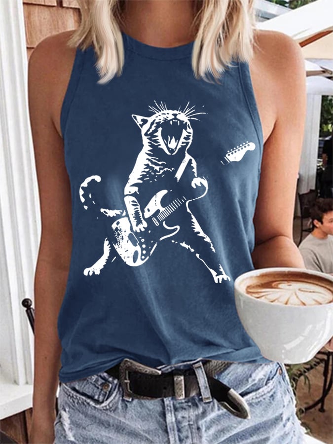 Women's Funny Rock Cat Vest