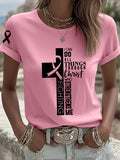 Women's Breast Cancer Awareness Printed Round Neck T-Shirt