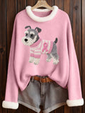 Women's Puppy Print Sweater