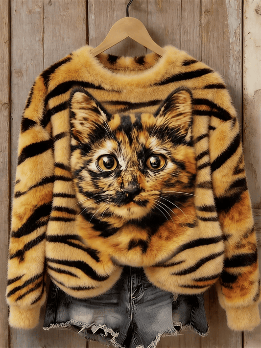 Women's Black Cat Flannel Sweatshirt