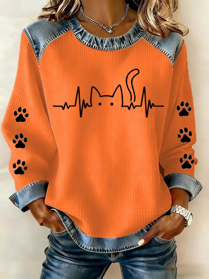 Women's Cute Cat Print T-shirt