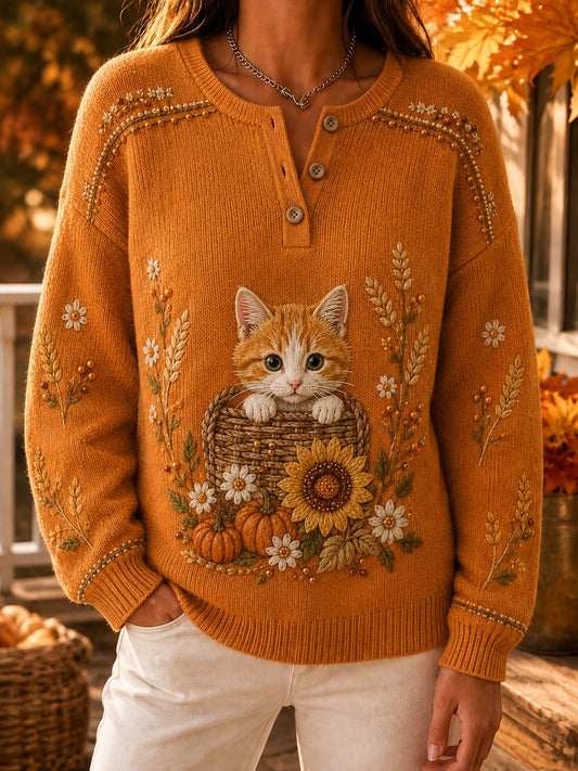 Women's Autumn Animal Print Knit Sweater