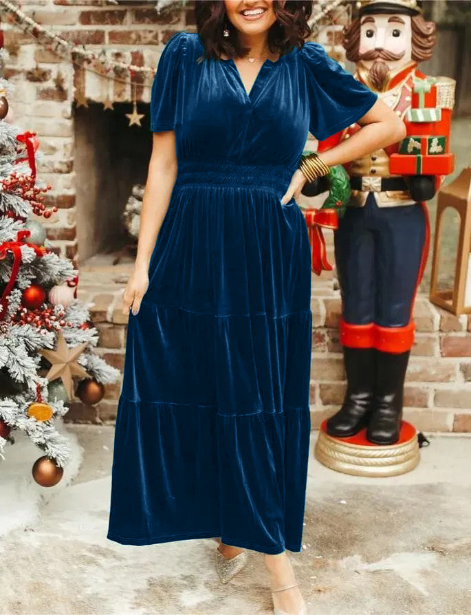 Hot Sale Women's Velvet Tiered Maxi Dress (Buy 2 Free Shipping)