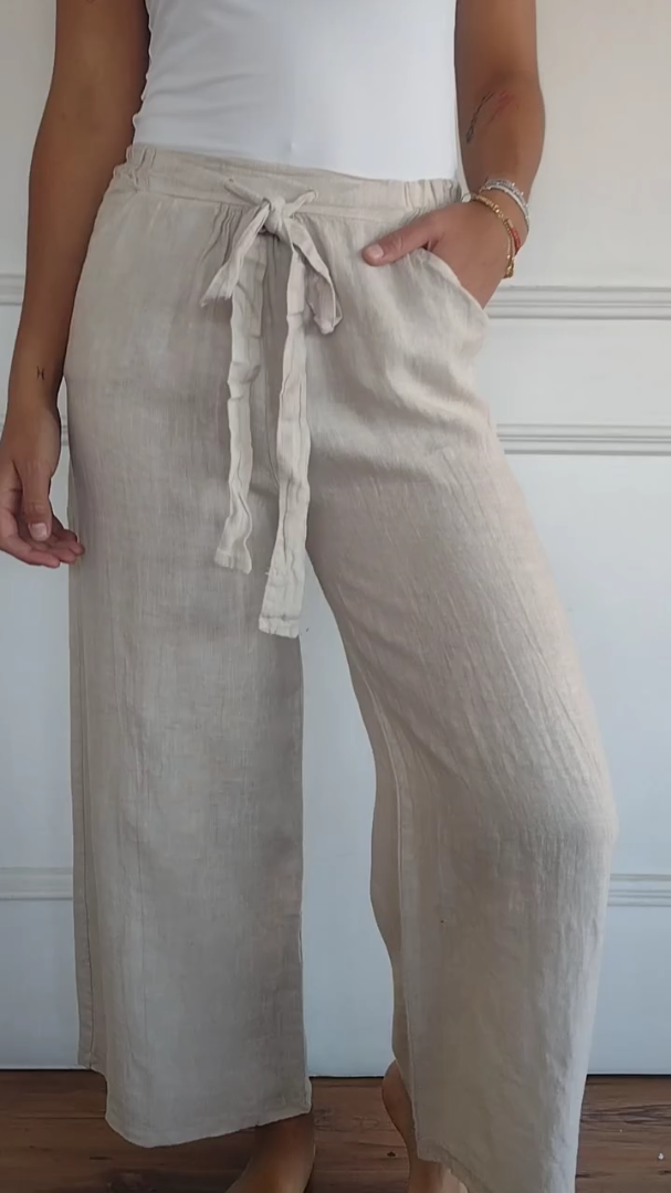 Women's Casual Cotton Linen Pants With Pocket