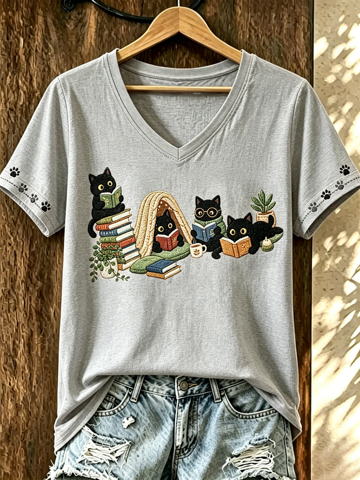 Women's Cat-Print Top