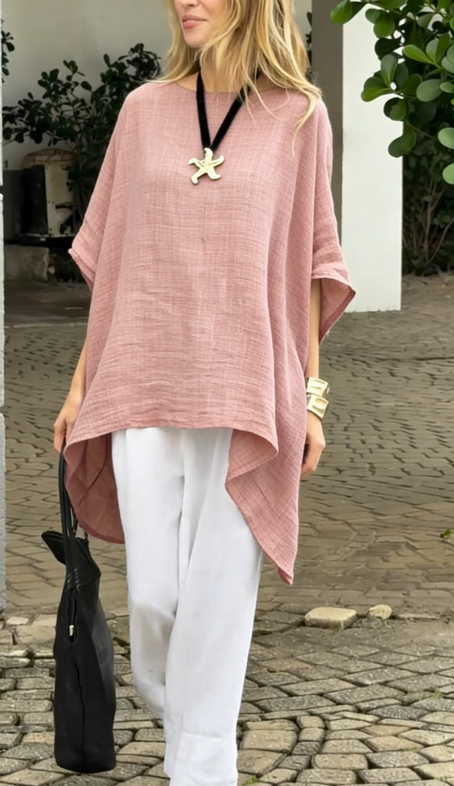 🌿 Linen Cotton Batwing Top