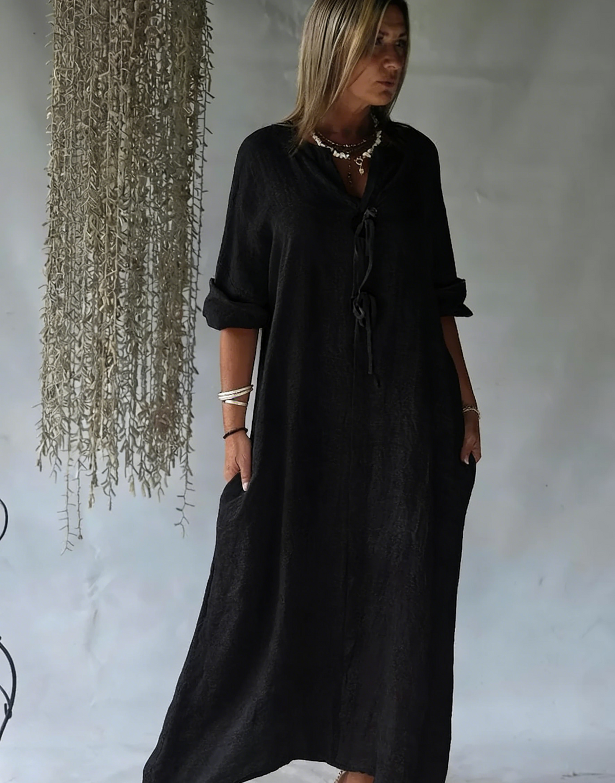 Summer Effortless Cotton-Linen Kaftan Dress