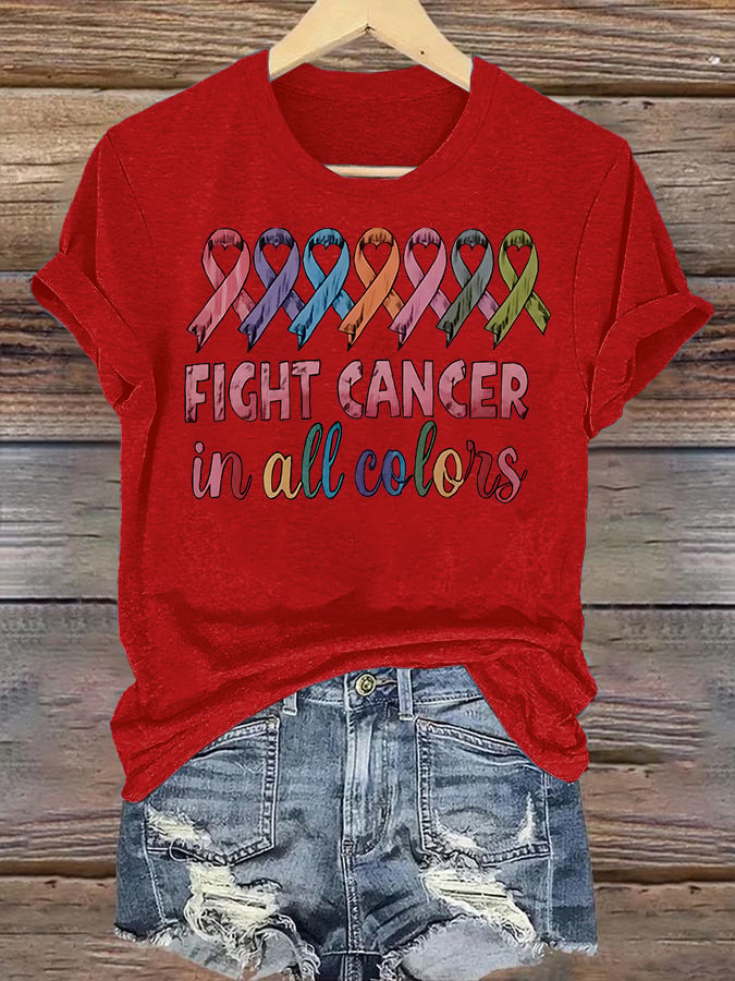 Women's  FIGHT CANCER in all colors  Print T-Shirt