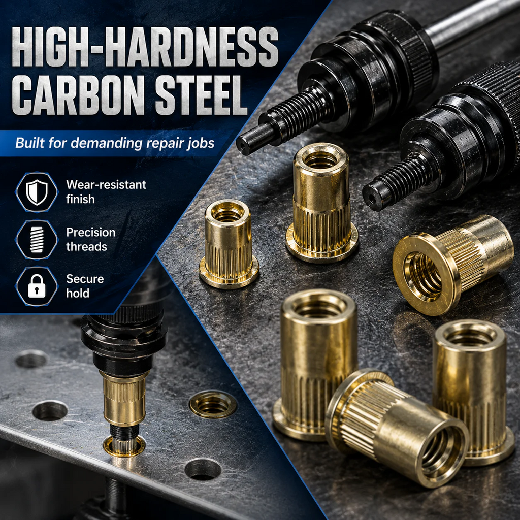 🔩 Carbon Steel Rivet Nut Set (M3-M8 Sizes) – Strong Threaded Inserts for DIY & Repairs