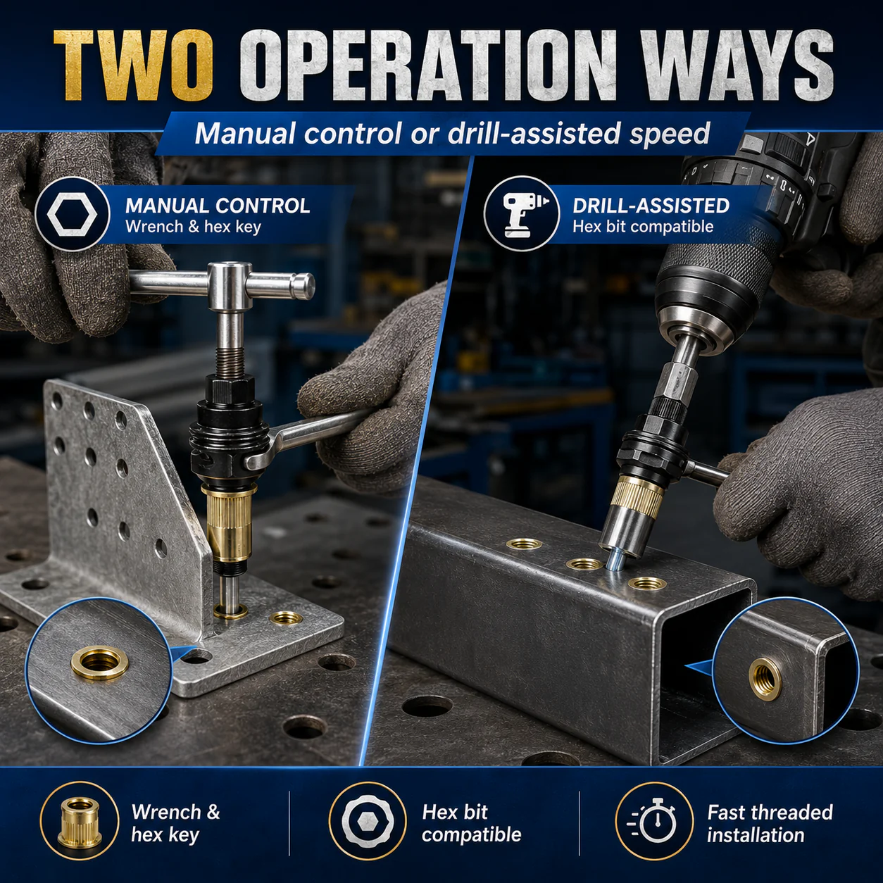 🔩 Carbon Steel Rivet Nut Set (M3-M8 Sizes) – Strong Threaded Inserts for DIY & Repairs