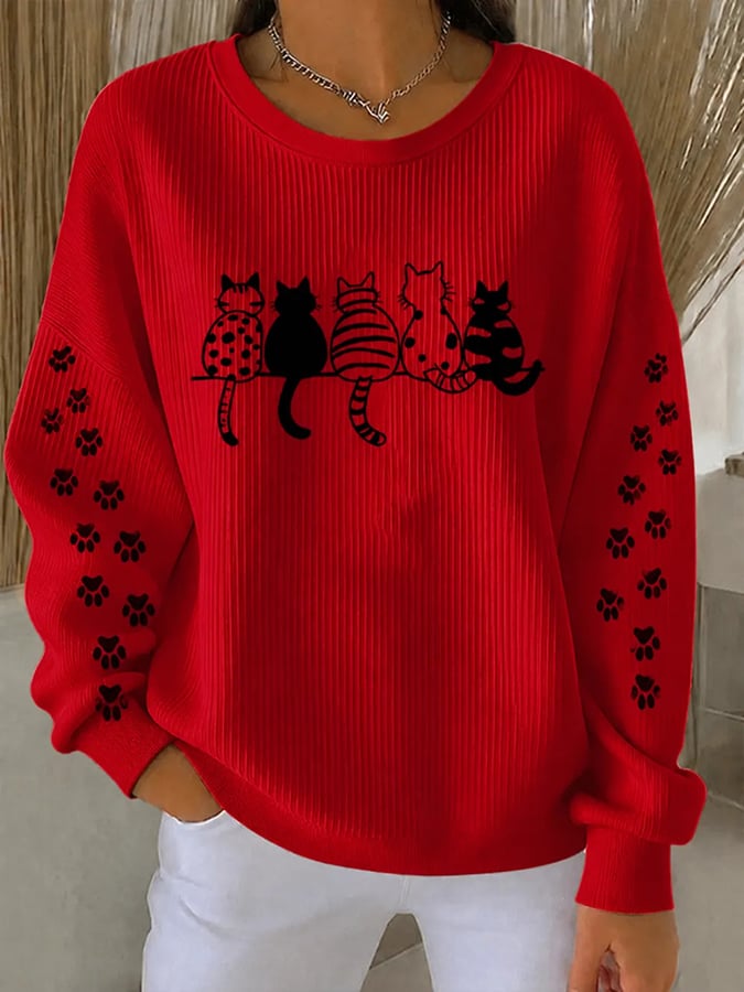 Women's Cute Cats Print Casual Sweatshirt