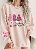 Women's autumn October we wear pink ghost round neck sweatshirt