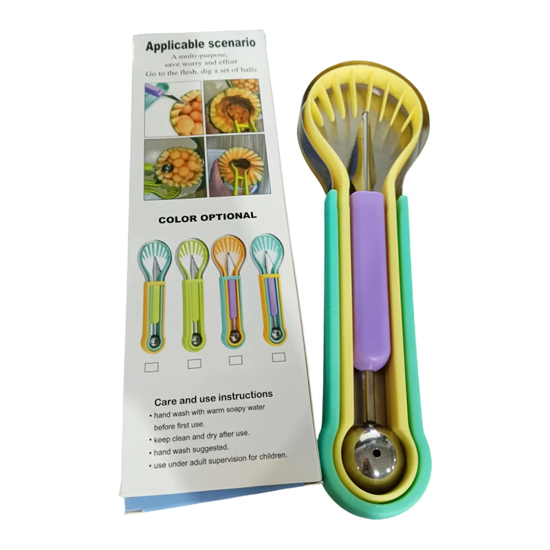 ✨ Elevate Your Fruit Creations with This 3-in-1 Melon Baller & Carving Tool Set