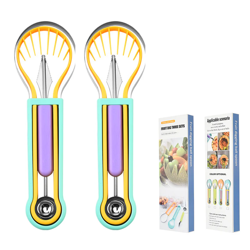 ✨ Elevate Your Fruit Creations with This 3-in-1 Melon Baller & Carving Tool Set
