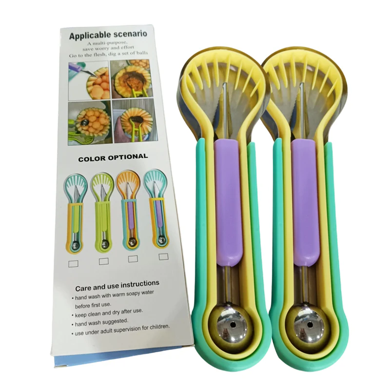 ✨ Elevate Your Fruit Creations with This 3-in-1 Melon Baller & Carving Tool Set