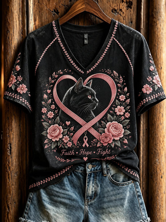 Women's Breast Cancer Print T-shirt