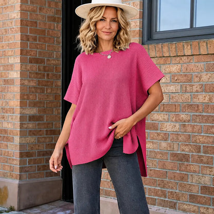 🌸Women’s Loose Short Sleeve Knit Top – Soft, Breathable & Versatile for Daily Casual