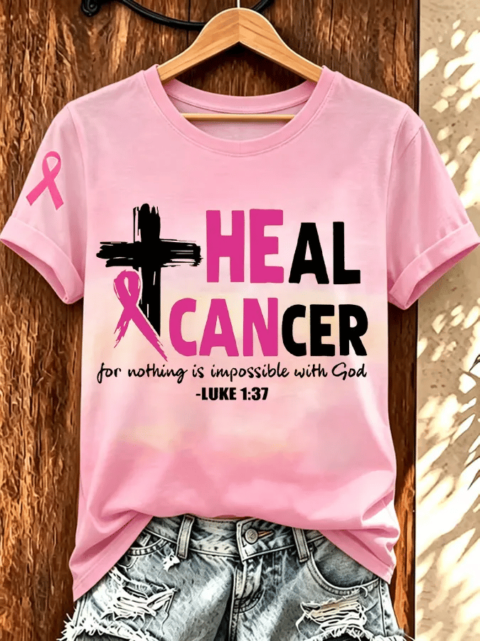 Women's Breast Cancer Awareness Print Casual T-shirt