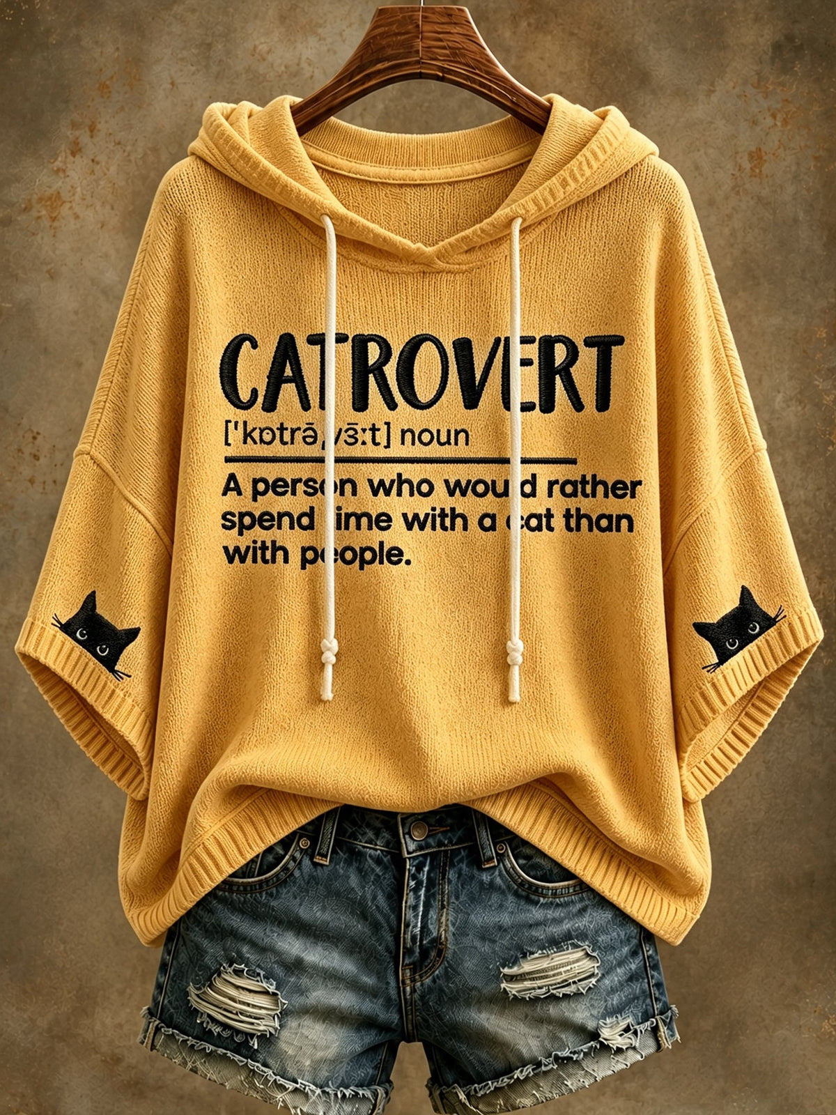 Women's Healing Cat Hooded Top