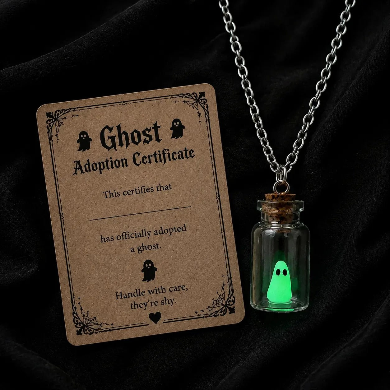 👻 Adopt a Ghost Necklace – Glow in the Dark Halloween Ghost Pendant