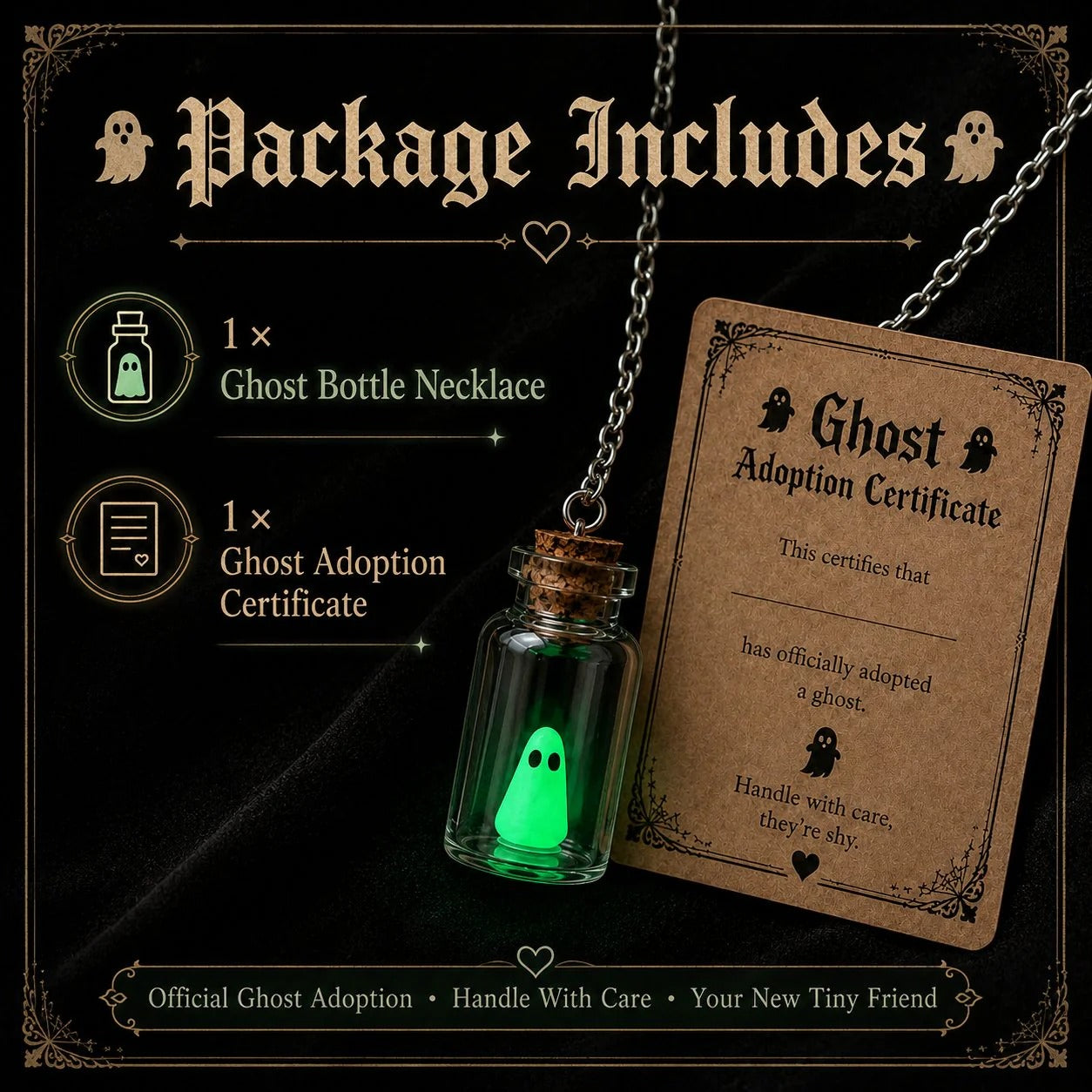 👻 Adopt a Ghost Necklace – Glow in the Dark Halloween Ghost Pendant