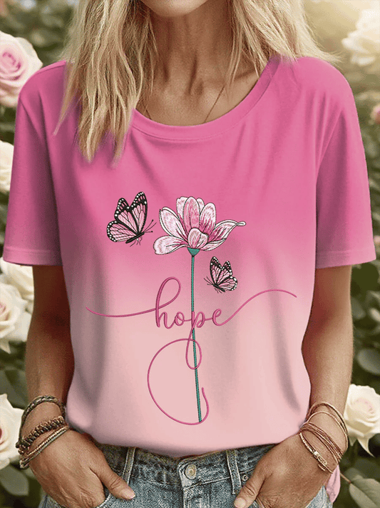 Women's Breast Cancer Printed T-Shirt