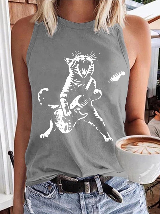 Women's Funny Rock Cat Vest