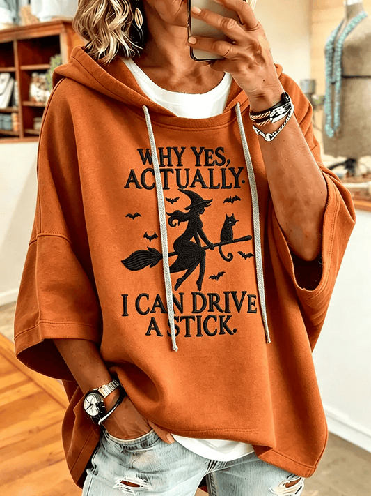 Women's Halloween Witch Print Hooded Sweatshirt