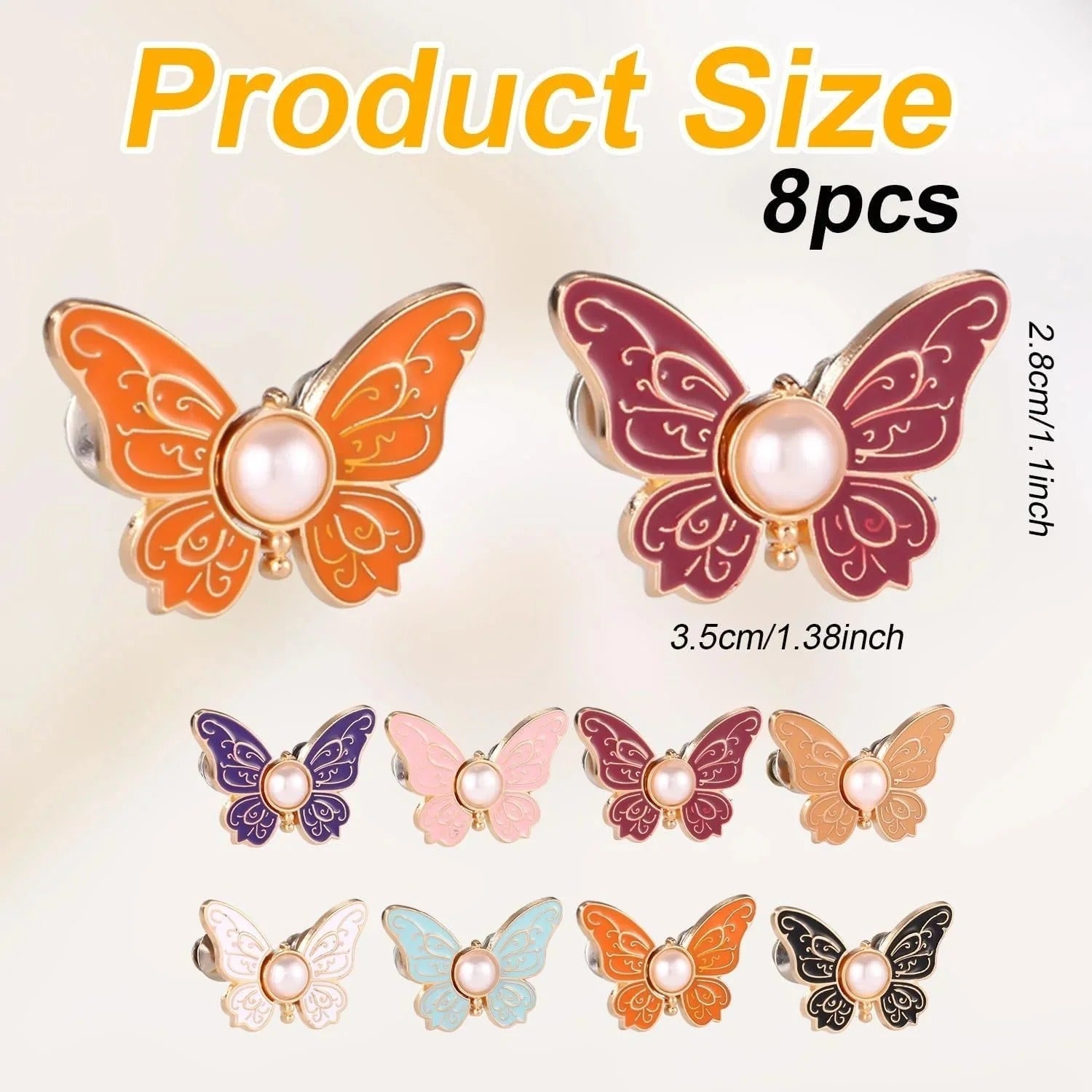 🦋 8PCS Butterfly Waist Buckle Set for Dresses & Clothing