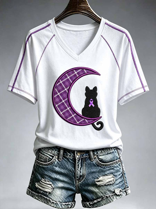 Women's Fashion Alzheimer's Support Pattern short sleeve T-shirt