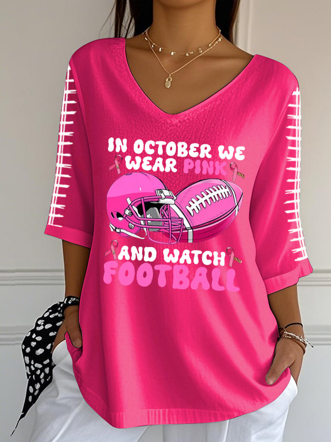 Women's Breast Cancer Print Casual Top