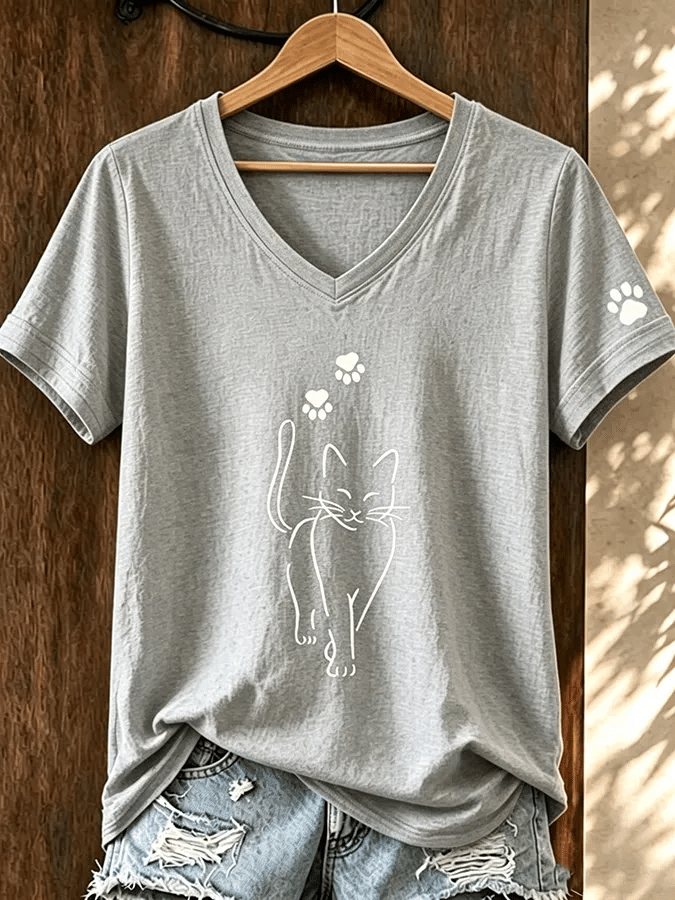 Women's Cute Cat Print T-Shirt