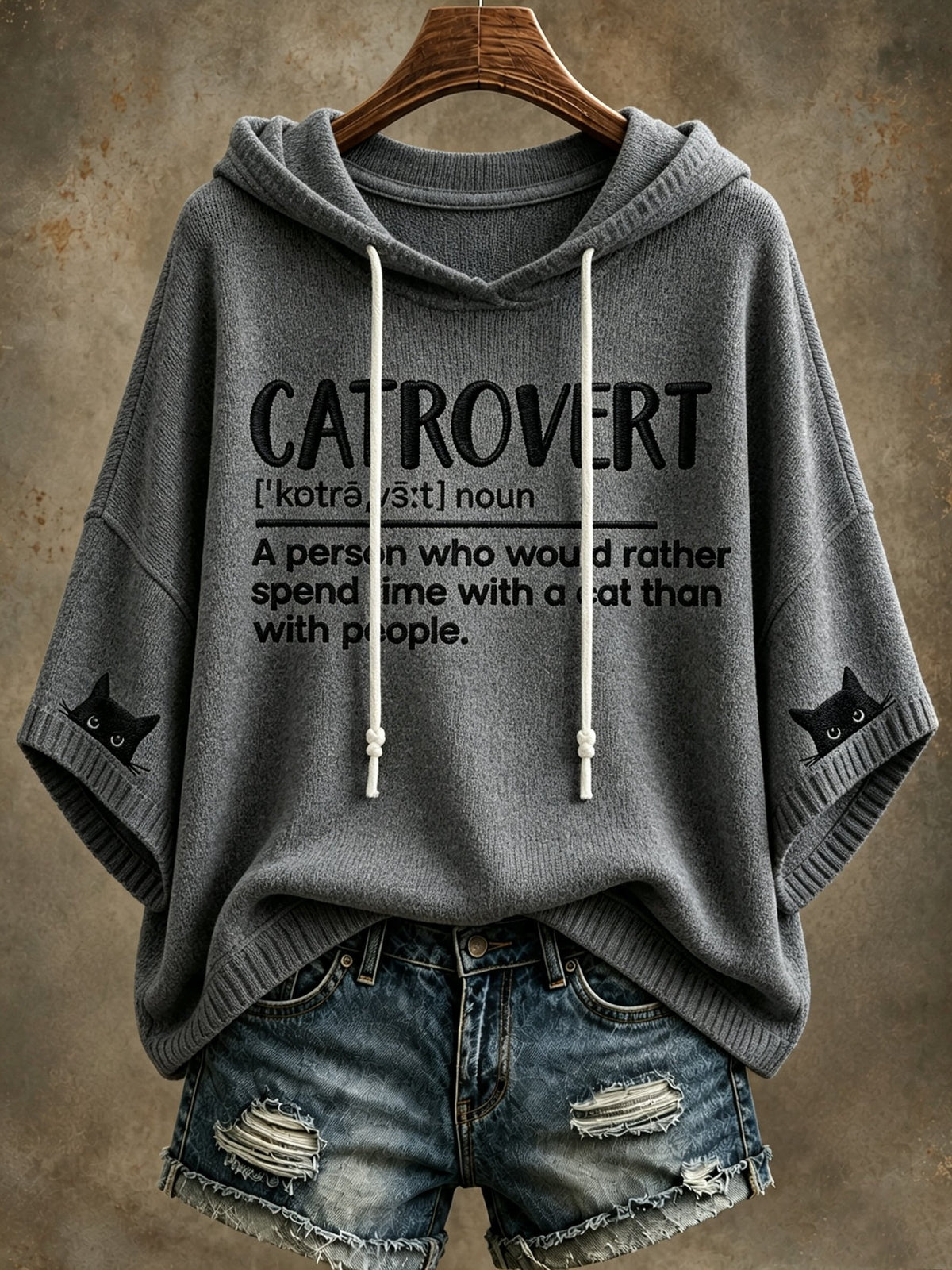 Women's Healing Cat Hooded Top