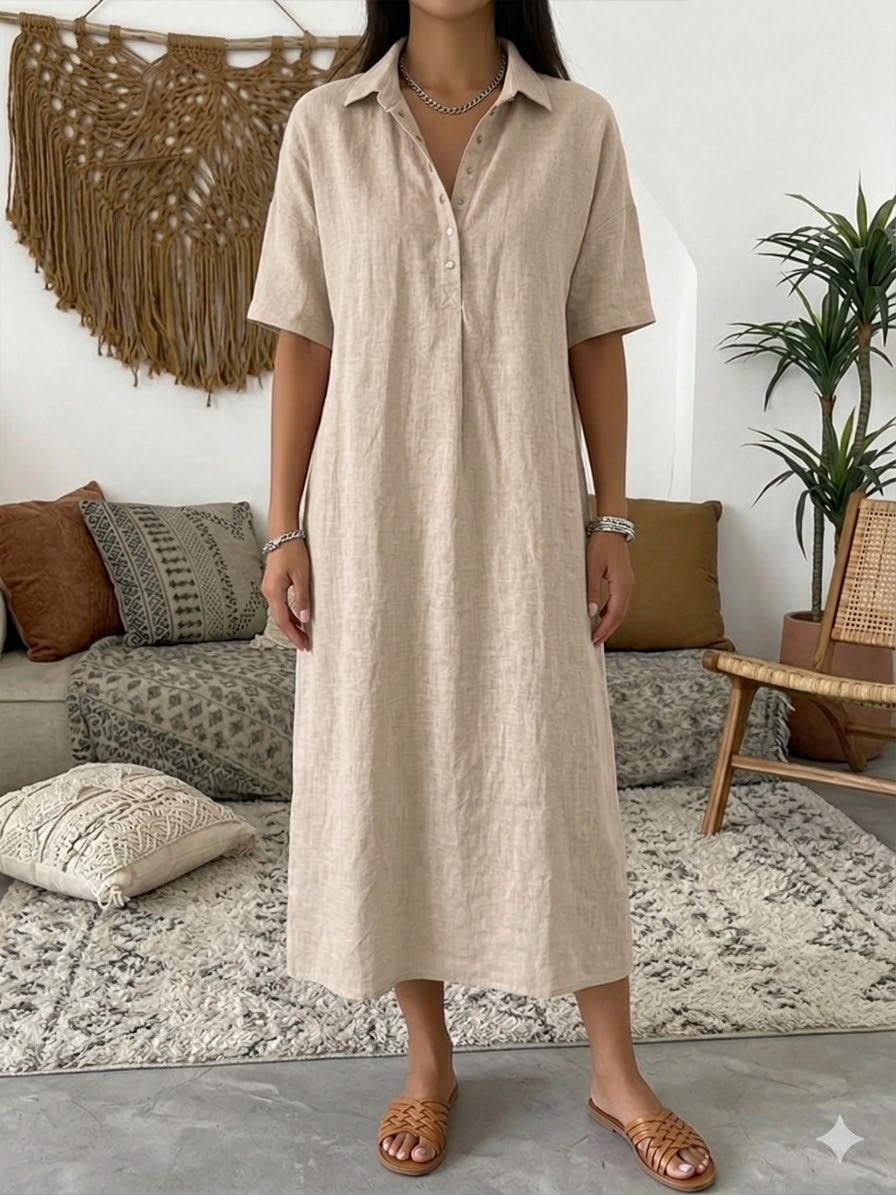 🌿Women’s Cotton Linen Polo Dress