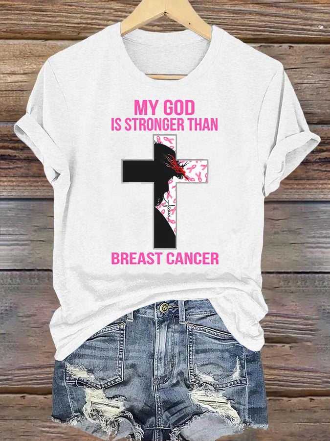 Women's  Faith & Strength: 'My God Is Stronger Than Breast Cancer' T-Shirt