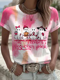 Women's Breast Cancer Ghost In October We Wear Pink Print Crew Neck T-Shirt