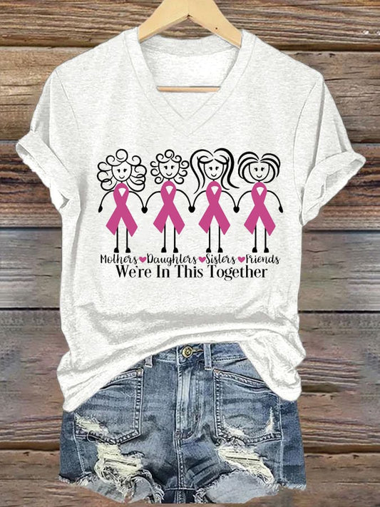 Women'S Breast Cancer Mothers, Daughters, Sisters, Friends Are Involved Printed T-Shirt