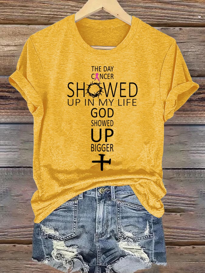 Women's  GOD SHOWED UP BIGGER  Print T-Shirt