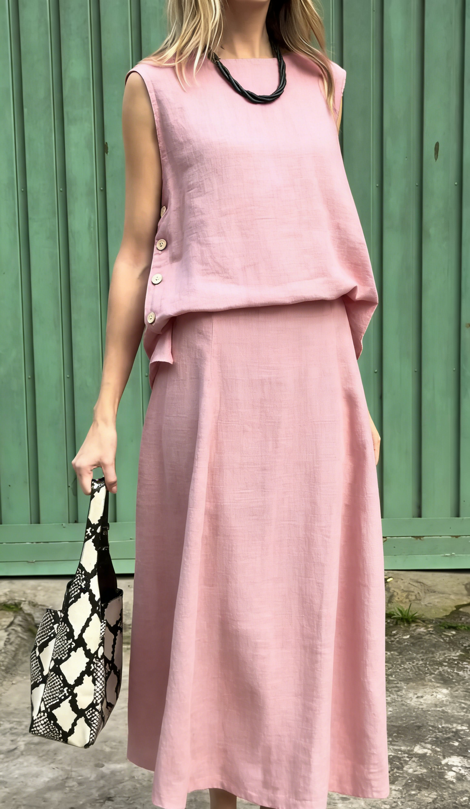 Women's Classic Sleeveless Linen Two-Piece Set